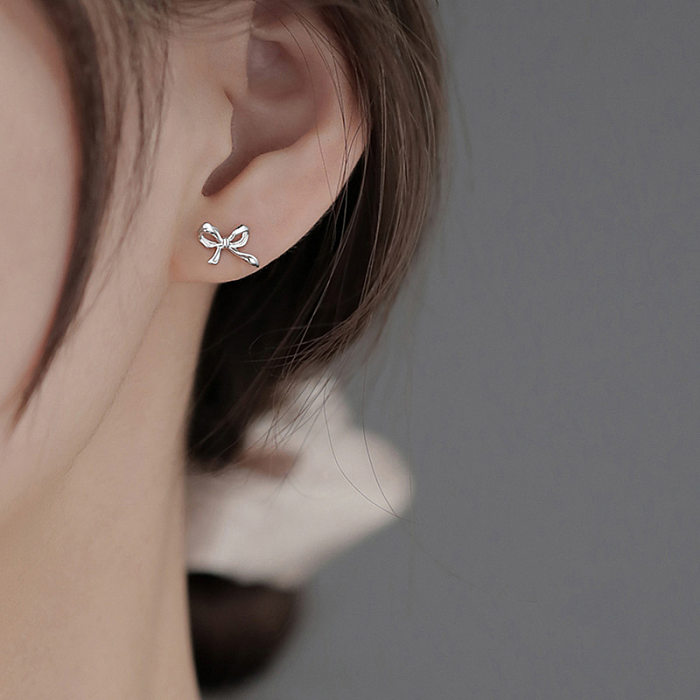 1 Pair Simple Style Bow Knot Plating Copper Ear Studs