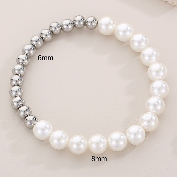 IG Style Style Simple rond titane acier perle placage plaqué or 18K anneaux Bracelets boucles d'oreilles