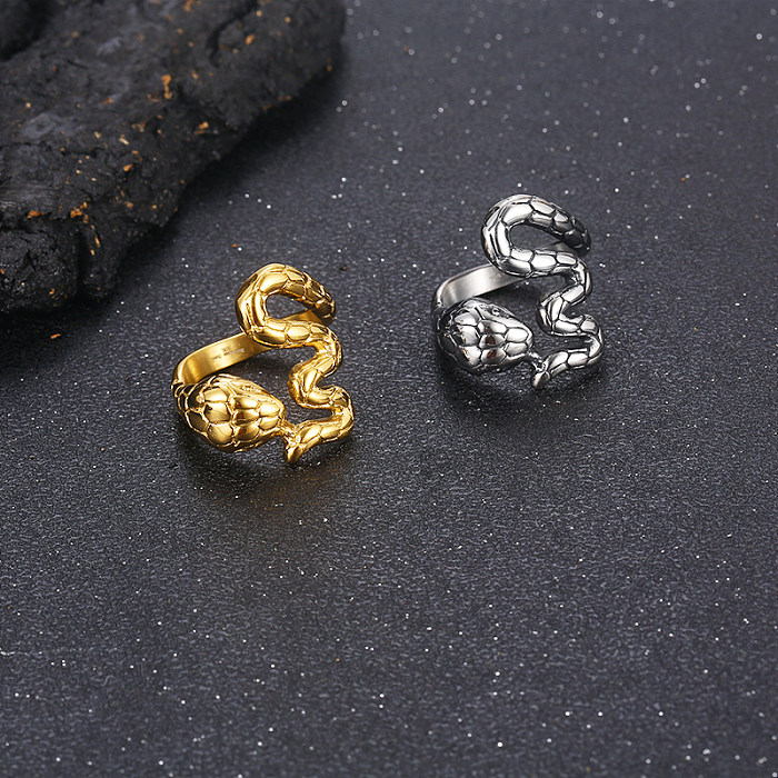 Anneaux de polissage en acier titane serpent, couleur unie, Style Simple, vente en gros