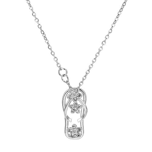 Fashion Slippers Flower Copper Plating Hollow Out Inlay Zircon Pendant Necklace 1 Piece