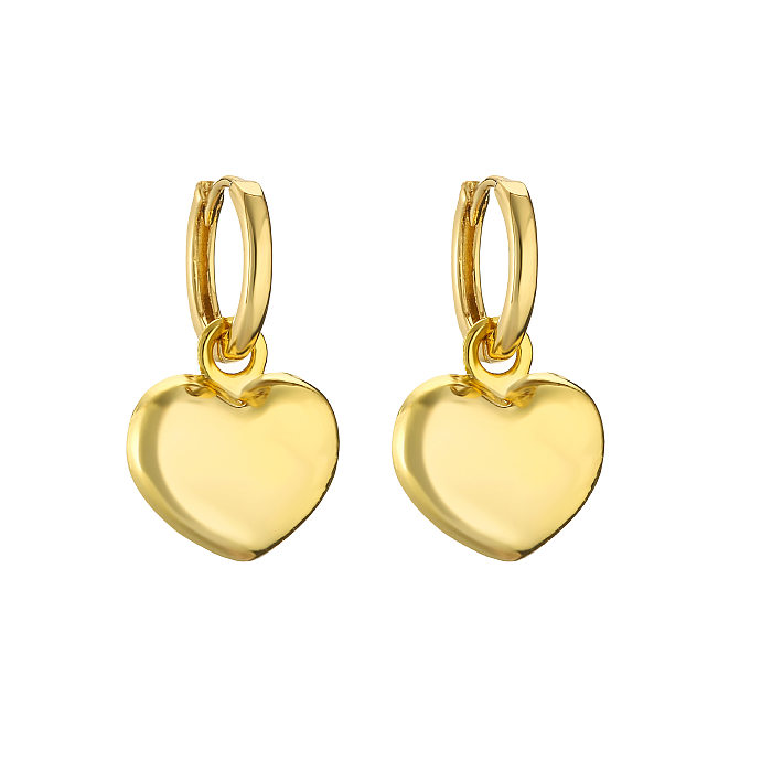 Collar de pendientes de pulseras de circón con incrustaciones de cobre en forma de corazón de estilo simple