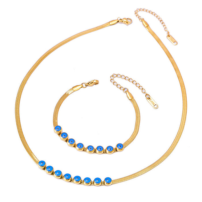 Wholesale Lady Eye Titanium Steel Bracelets Necklace Jewelry Set