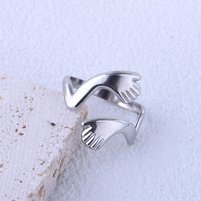 Anéis de aço titânio de mão da moda 1 peça