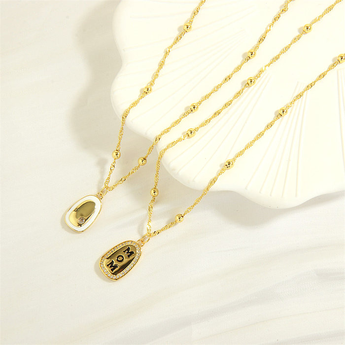 Elegant Luxurious Letter Copper 18K Gold Plated Zircon Pendant Necklace In Bulk