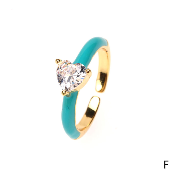 Wholesale Simple Heart Zircon Copper Ring jewelry