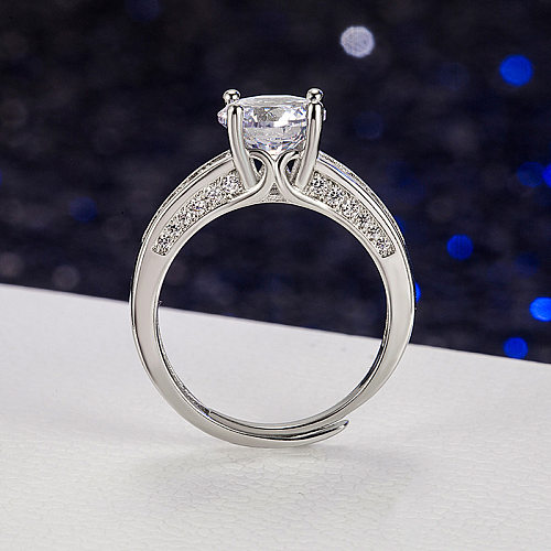 Anel de quatro garras simulação eterna diamante casamento moda micro-incrustada anel jóias