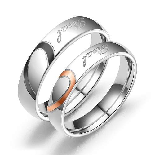 Couple d'anneaux en acier inoxydable en forme de coeur TP190418118103