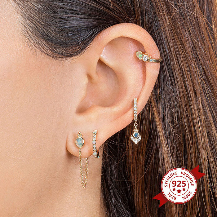 Earrings Drop-shaped Opal Earrings Diamonds Earrings