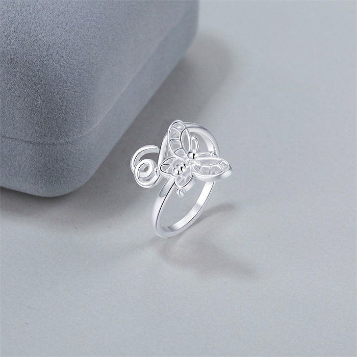 Casual Simple Style Classic Style Bee Butterfly Copper Polishing Plating Silver Plated Open Rings