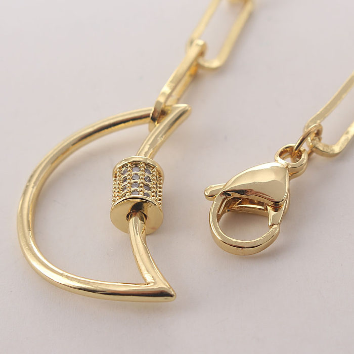 Bracelets plaqués or en cuivre et zircon en forme de cœur, style simple