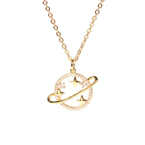 New Diamond Fashion Planet Universe Pendant Clavicle Chain Necklace For Women Wholesale