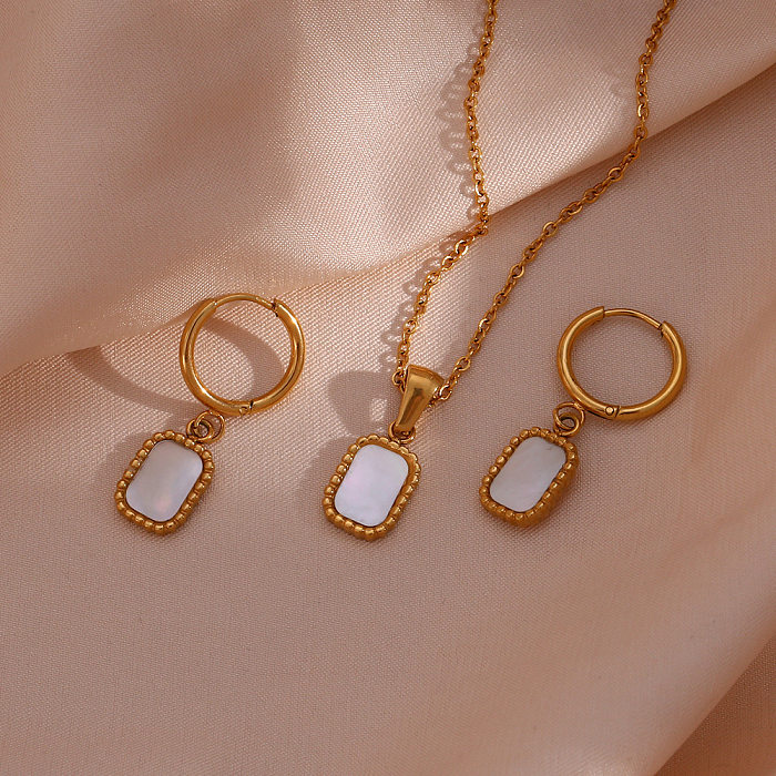 Ensemble de bijoux géométriques en acier inoxydable pour femmes, colliers en acier inoxydable plaqué métal acrylique