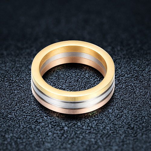 Simple Style Round Titanium Steel Plating Rings