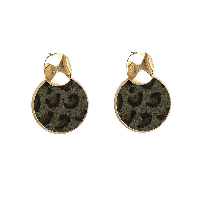 1 Pair Retro Lady Leopard Copper Gold Plated Drop Earrings