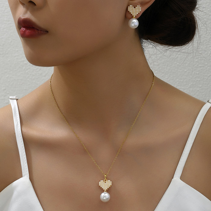 Elegante süße klassische Art-Kreuz-Herz-Form-Schmetterlings-Edelstahl-Kunststoff-Kupferbeschichtung mit 18 Karat vergoldeter Ohrringe-Halskette