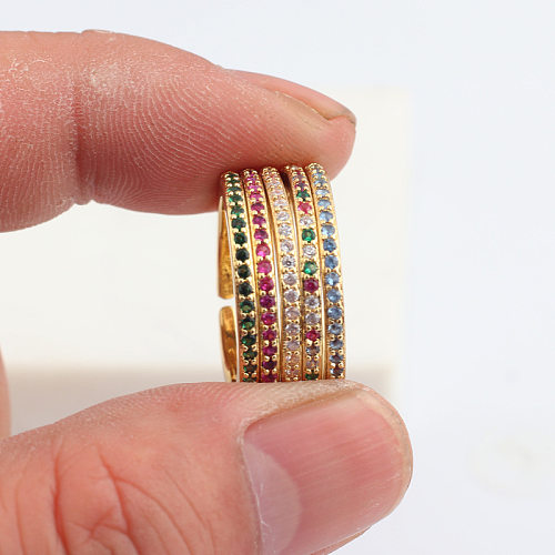 Simple Style Geometric Copper Open Ring Zircon Copper Rings