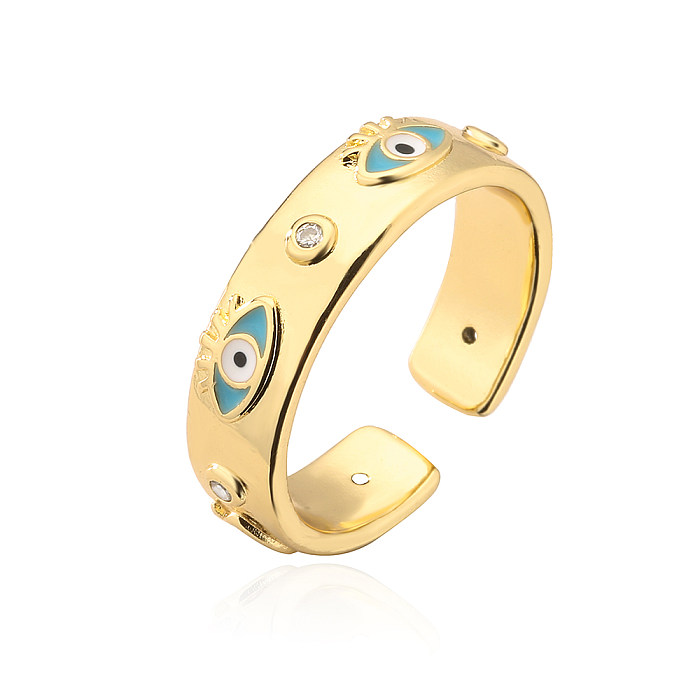 Fashion Eye Kupfer-Emaille-Inlay-Zirkon-offener Ring 1 Stück
