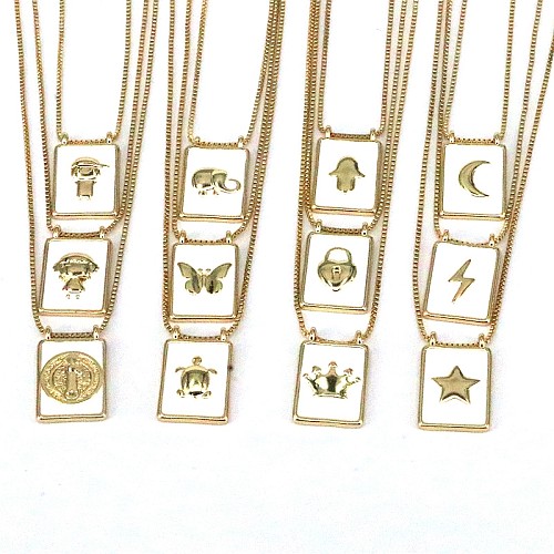 قلادة قلادة مطلية بالذهب مطلية بالنحاس على شكل حيوان نجمة القمر من Streetwear