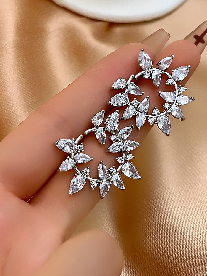 1 Pair Casual Simple Style Wreath Plating Inlay Copper Zircon White Gold Plated Ear Studs