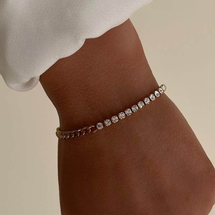 Lady Color Block Titanium Steel Bracelets Necklace