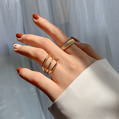 Simple Style Geometric Copper Plating Open Ring