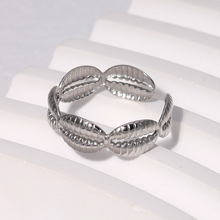 Simple Style Solid Color Stainless Steel Plating Gold Plated Open Ring