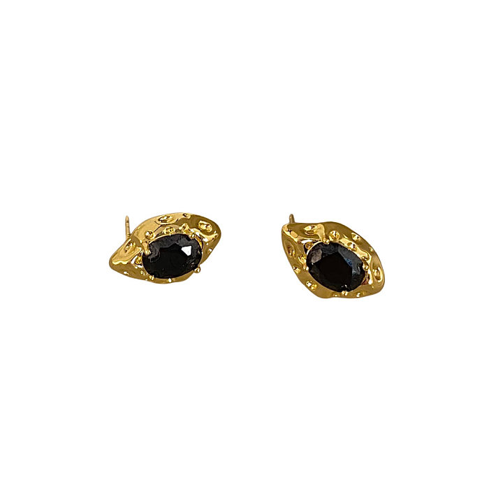 1 par de brincos de orelha banhados a ouro com zircônia de cobre e revestimento geométrico de estilo moderno