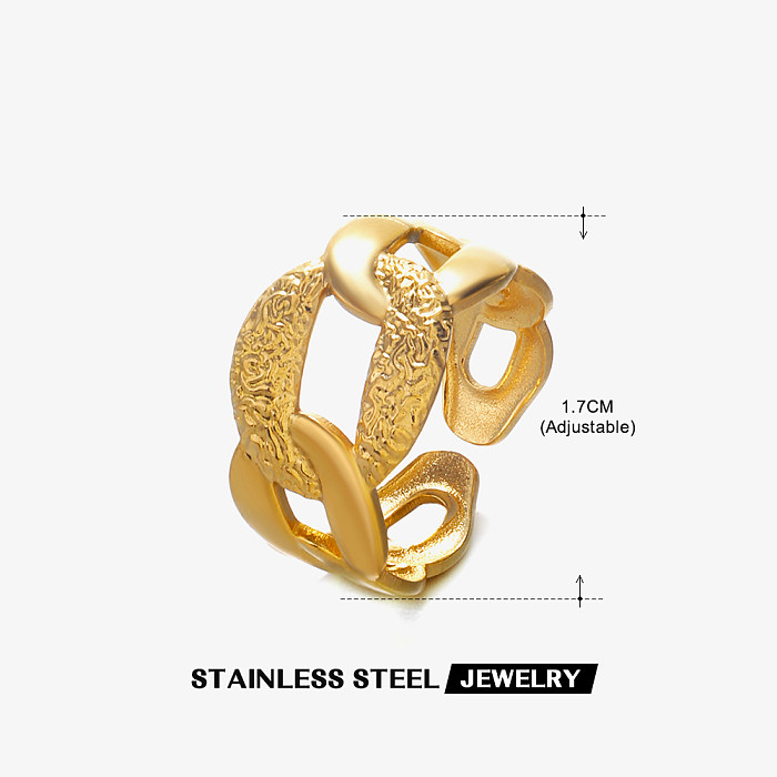 IG Style Cross Stainless Steel Plating 18K Gold Plated Open Rings