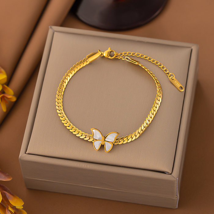 Damen-Armband-Halskette mit Schmetterlings-Titan-Stahlbeschichtung