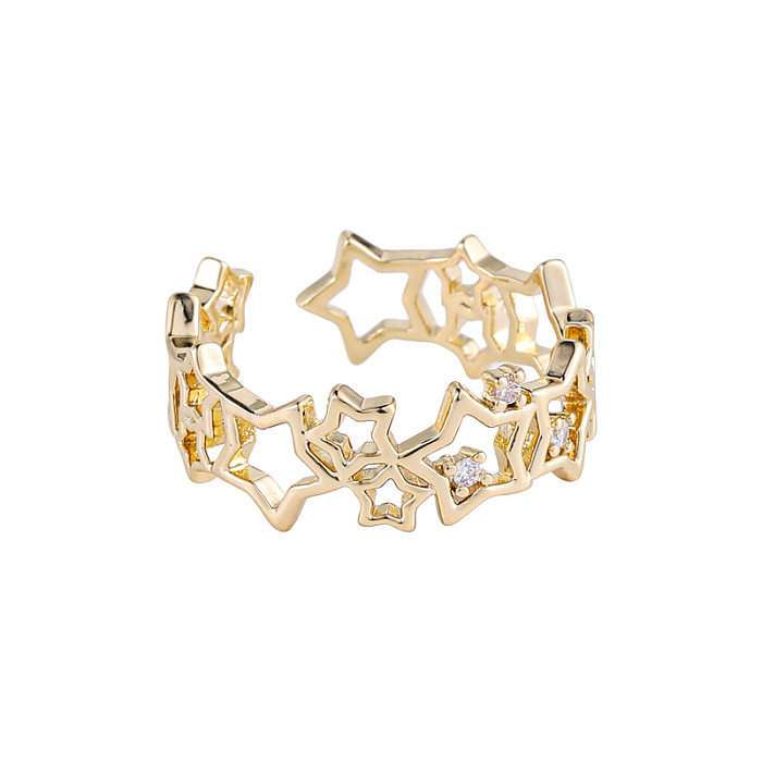 Micro Inlaid Retro Star Ring Five-pointed Star Fashion Index Finger Ring Opening Ring Wholesale