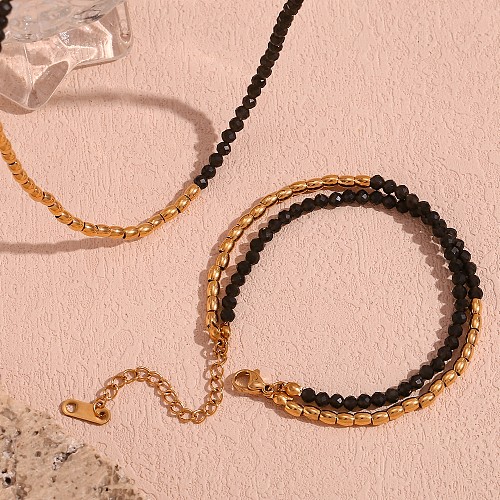 Collier de bracelets plaqué or 18 carats en acier inoxydable géométrique de style simple de base