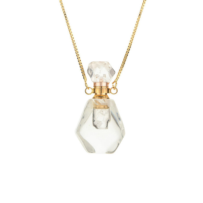 Elegant Sweet Perfume Bottle Stone Copper Pendant Necklace