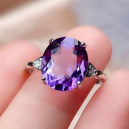 Fashion Oval Copper Rings Inlay Artificial Gemstones Copper Rings