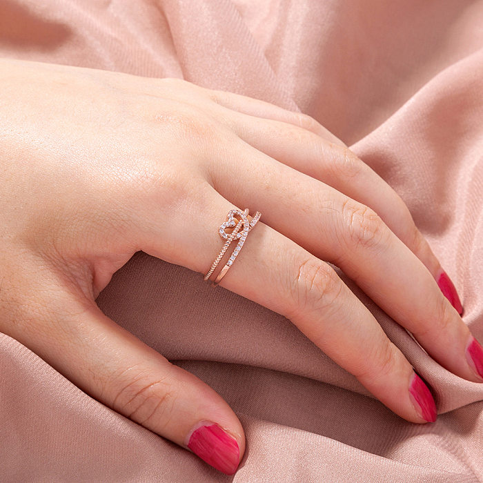 Classic Style Square Star Heart Shape Copper Open Ring Plating Zircon Copper Rings 1 Piece