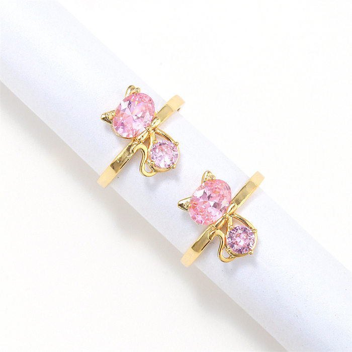 Pink Cat Ring Ins Style Adjustable Opening Ring Temperament Ring Wholesale