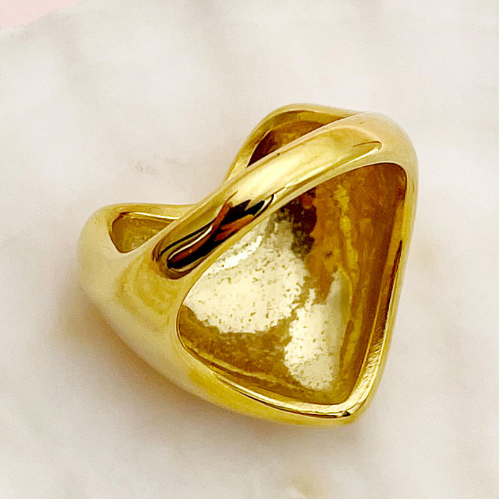 Romantic Simple Style Roman Style Heart Shape Stainless Steel Plating Gold Plated Rings