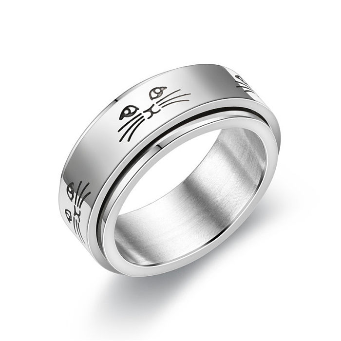 Fashion Star Moon Carved Titanium Steel Rotating Couple Ring Wholesale