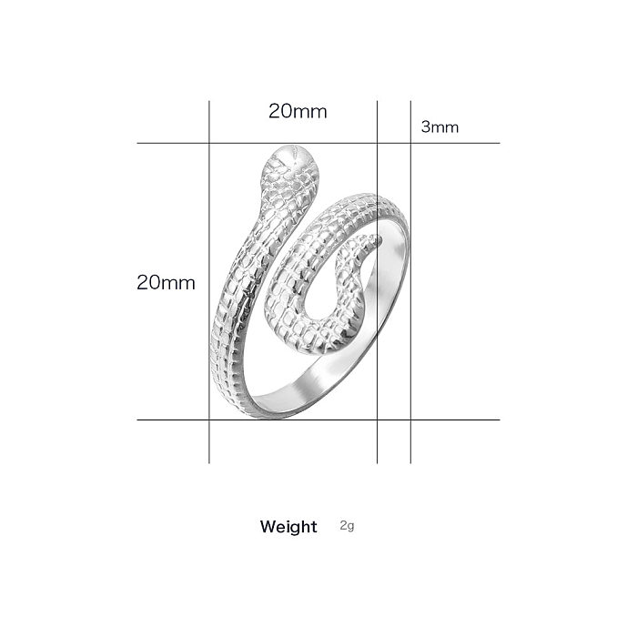 Anillo de acero de titanio ajustable abierto serie serpiente simple de moda