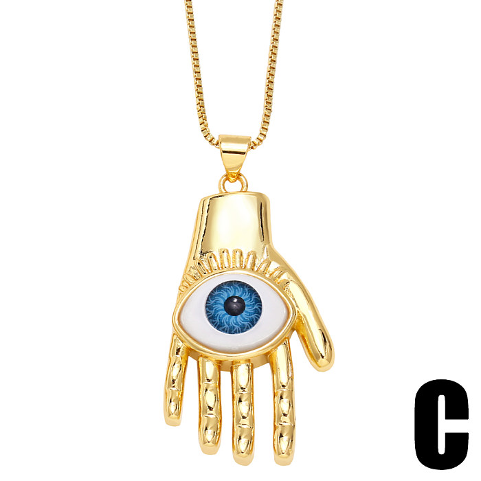 1 Piece Hip-Hop Fashion Devil'S Eye Copper Enamel Plating Inlay Zircon Pendant Necklace
