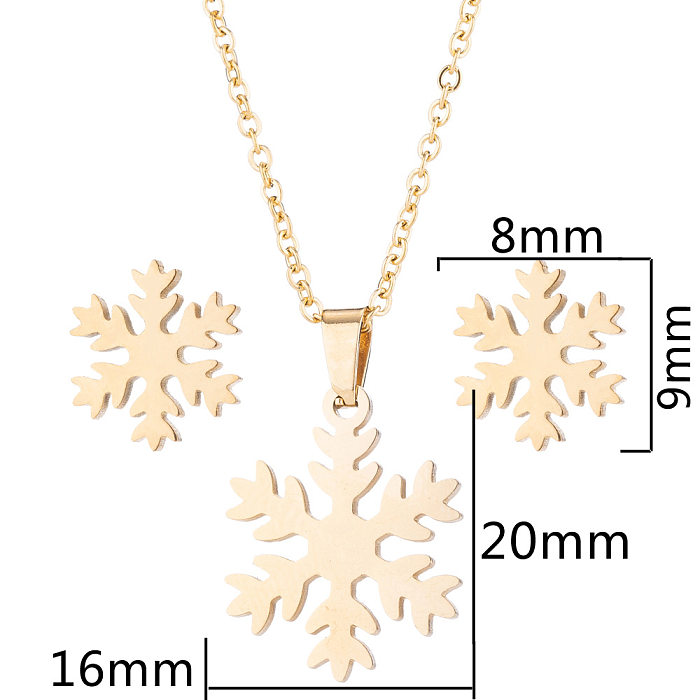 1 Set Fashion Star Key Snowflake Titanium Steel Plating Hollow Out Jewelry Set