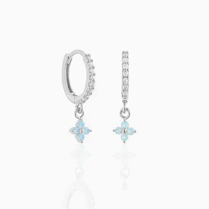 Simple Style Flower Copper Plating Zircon Earrings 1 Pair