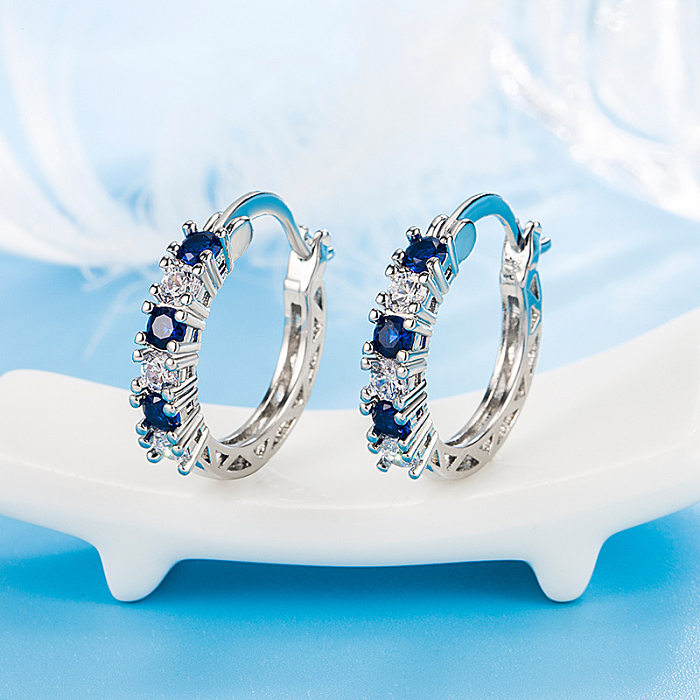 Fashion Aquamarine Earrings Female Diamond Zircon Fashion Copper Earrings