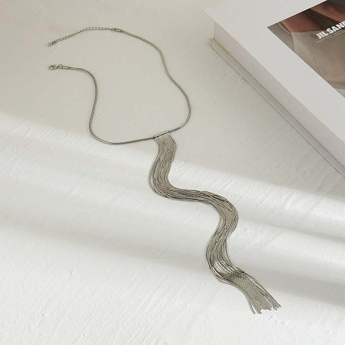 Lange Halskette im Retro-Strand-Stil im klassischen, unregelmäßigen, einfarbigen Kupfer in großen Mengen