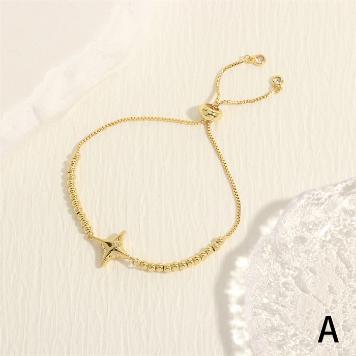 Einfache Art-Stern-Kupfer-Beschichtung-Inlay-Zirkon-Armband-Halskette mit 18-Karat-Vergoldung