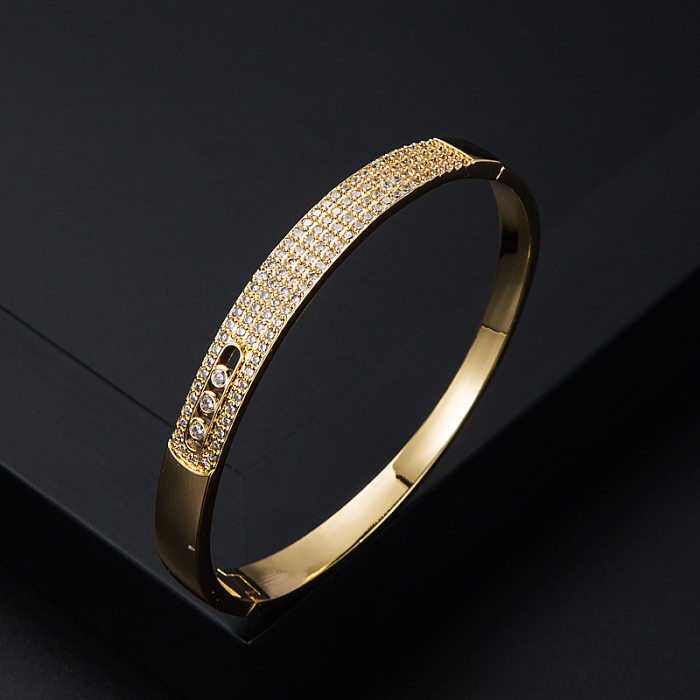 Exaggerated Copper Plated Real Gold Inlaid Zircon Snake-shaped Bracelet
