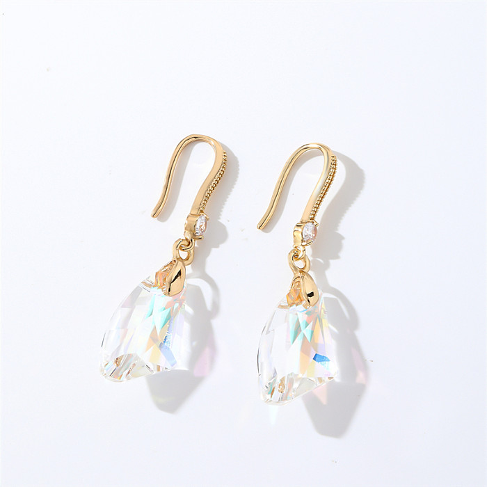 1 Pair Casual Elegant Modern Style Geometric Heart Shape Flower Copper Drop Earrings