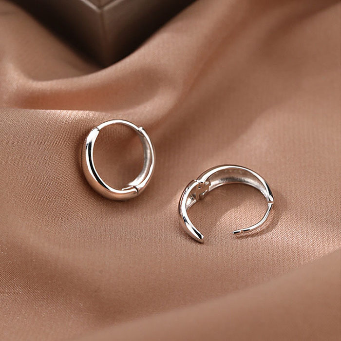 1 paire de boucles d'oreilles en cuivre plaqué or blanc, Style Simple, couleur unie