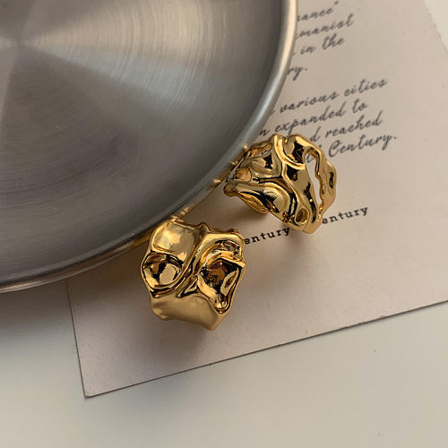 IG denomina anéis abertos banhados a ouro geométricos do chapeamento de cobre 24K do estilo simples