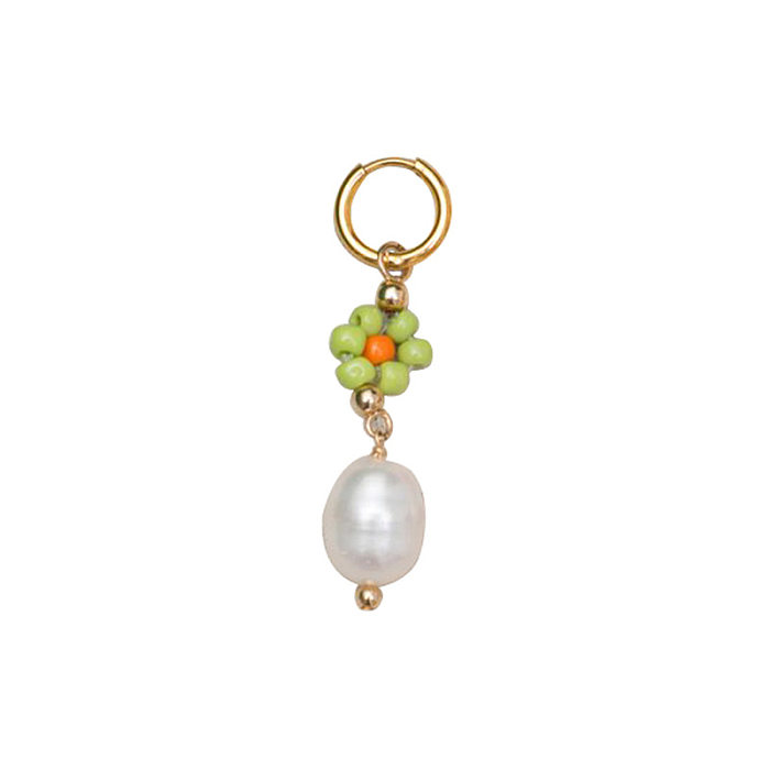 1 Stück modische herzförmige künstliche Perlen-Kupfer-Patchwork-Ohrringe