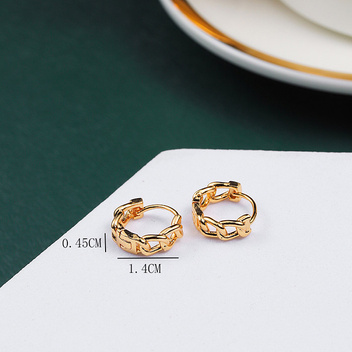 1 Pair IG Style Chain Plating Copper Gold Plated Silver Plated Hoop Earrings
